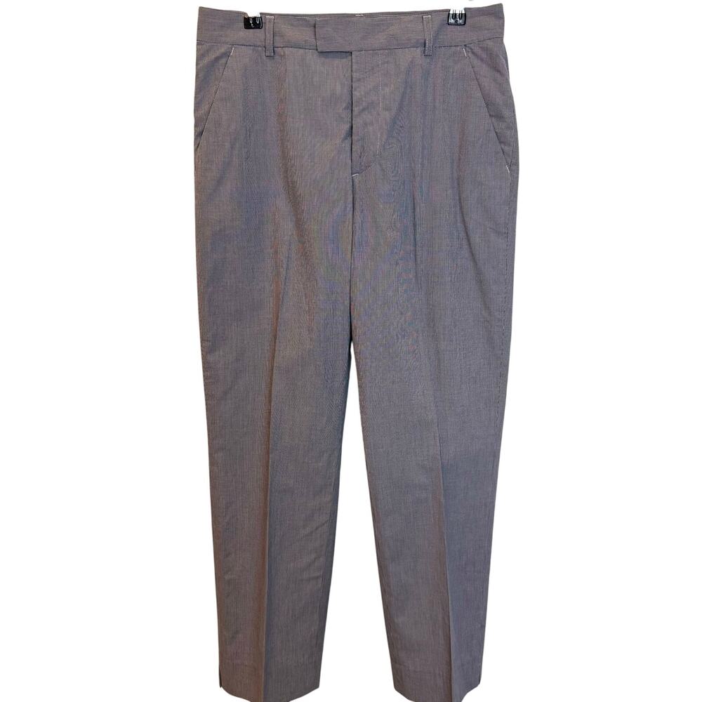 Agnès b Paris Women’s Trousers 38 US 8 10 Blue Micro-Check Cotton Pants France